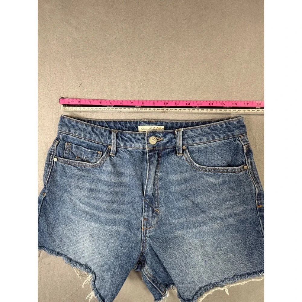 Unpublished Denim Shorts Womens 29 Blue Distressed Raw Hem Cutoff Mid Rise
